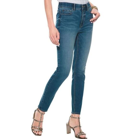 WHITE HOUSE BLACK MARKET BLUE CONTOUR SLIM CROP JEANS SZ.14 EUC. - Picture 1 of 9